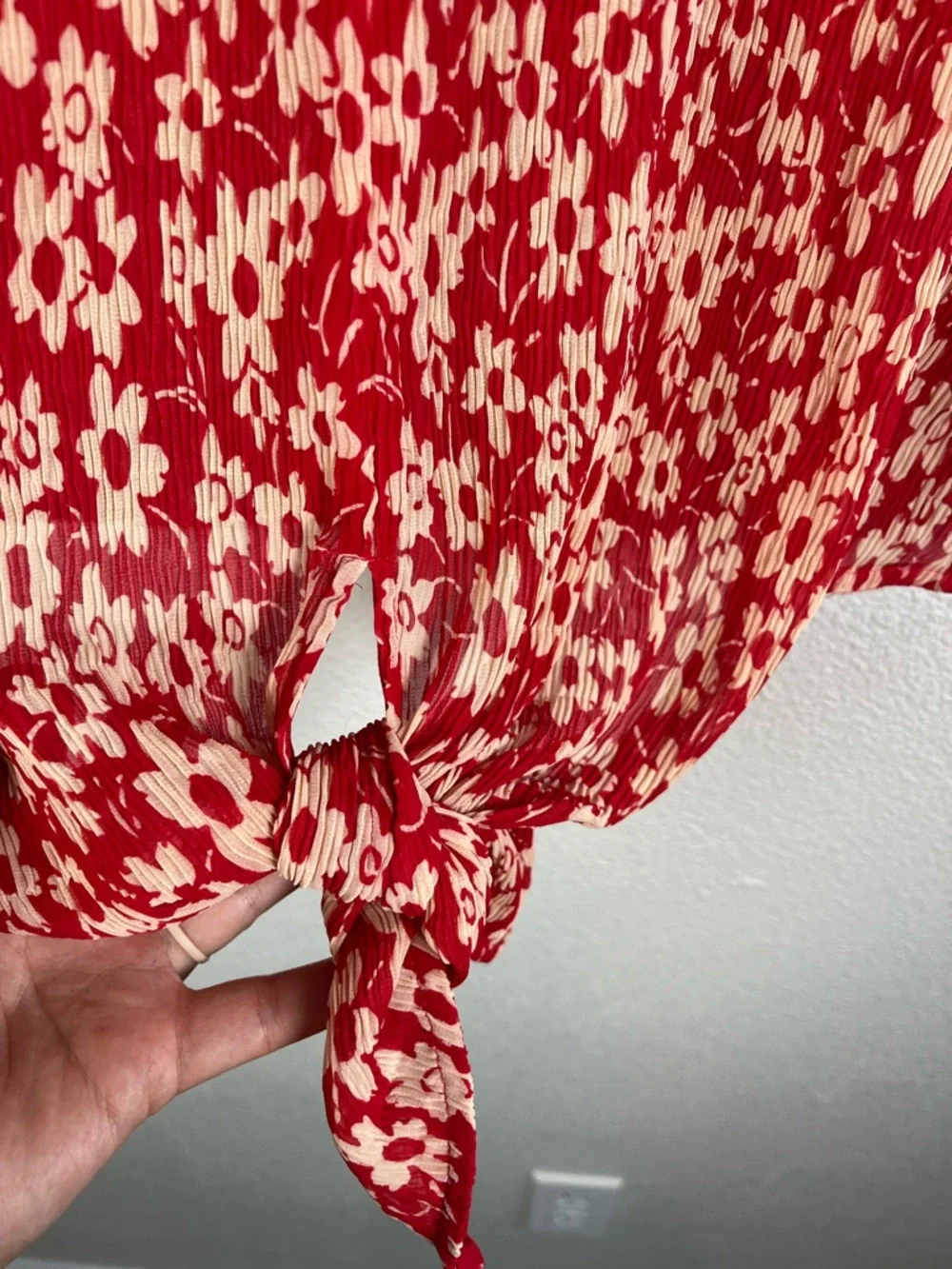 Madewell Crinkled Button-Back Tie Tee in Full‎ Bloom Floral Print Women’s XS